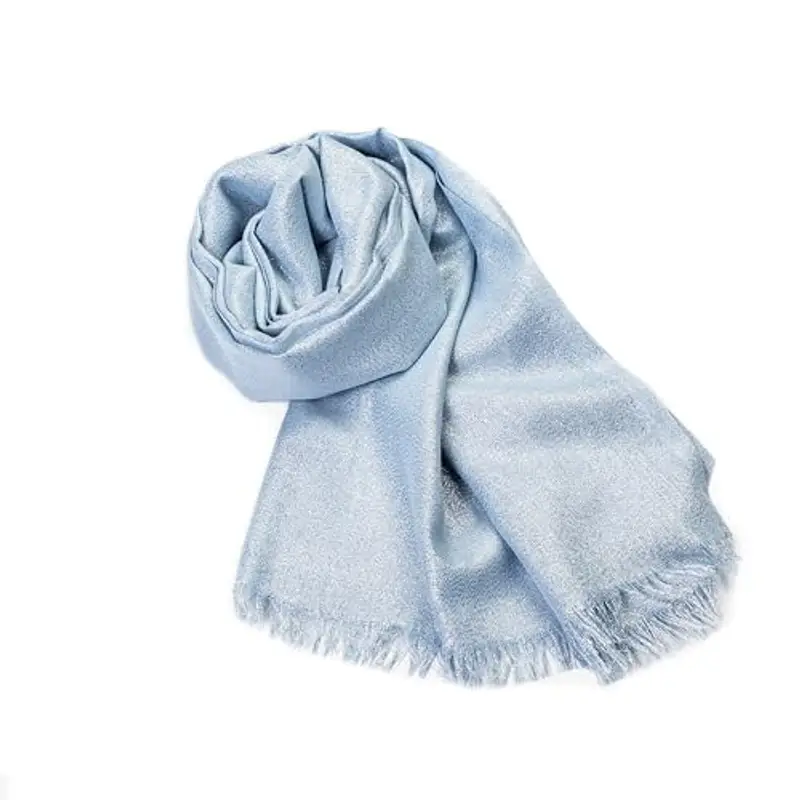 MAPIMANIA - Stola Elegante Donna Azzurra-Argento per Cerimonia e Matrimonio – Scialle Estivo in Seta 195x90 cm,