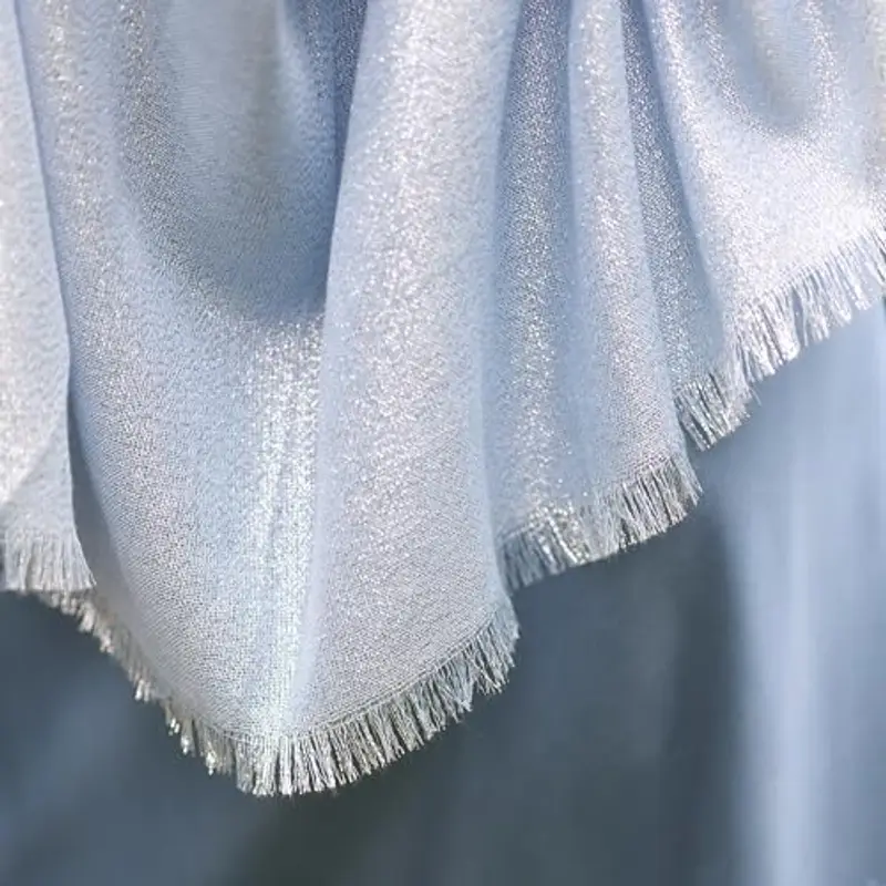 MAPIMANIA - Stola Elegante Donna Azzurra-Argento per Cerimonia e Matrimonio – Scialle Estivo in Seta 195x90 cm miniatura 2