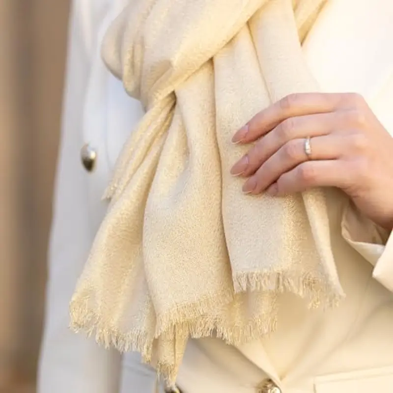 MAPIMANIA - Stola Elegante Donna Oro per Cerimonia e Matrimonio – Scialle Estivo in Seta 195x90 cm, Coprispalle per miniatura 3