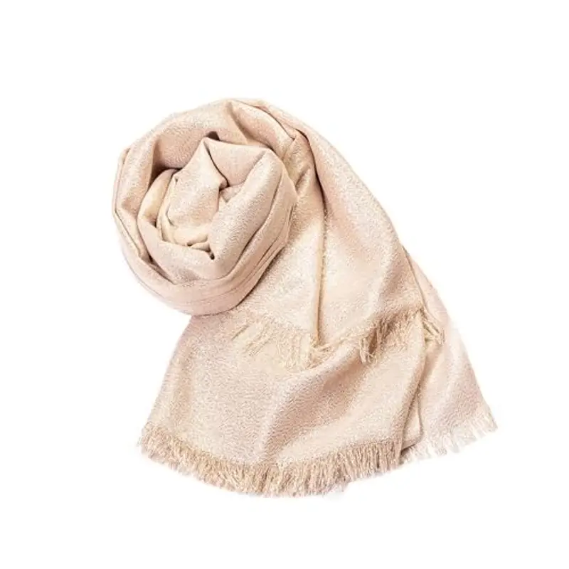 MAPIMANIA - Stola Elegante Donna Pesca-Oro per Cerimonia e Matrimonio – Scialle Estivo in Seta 195x90 cm, Coprispalle