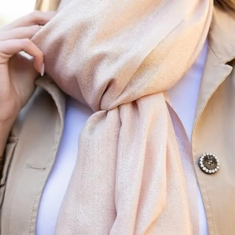 MAPIMANIA - Stola Elegante Donna Pesca-Oro per Cerimonia e Matrimonio – Scialle Estivo in Seta 195x90 cm, Coprispalle miniatura 2