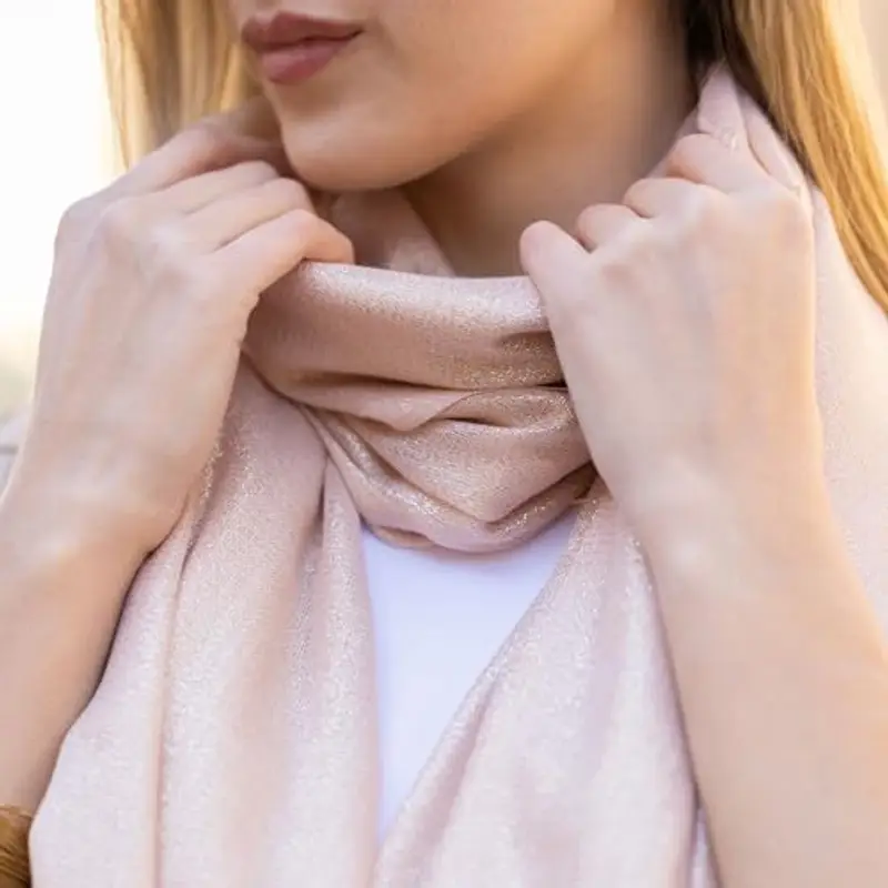 MAPIMANIA - Stola Elegante Donna Pesca-Oro per Cerimonia e Matrimonio – Scialle Estivo in Seta 195x90 cm, Coprispalle miniatura 3