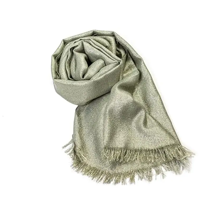 MAPIMANIA - Stola Elegante Donna Verde-Oro per Cerimonia e Matrimonio – Scialle Estivo in Seta 195x90 cm, Coprispalle