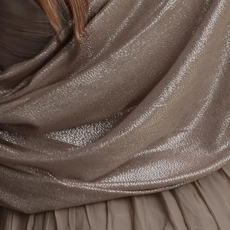 MAPIMANIA - Stola Elegante DonnaTaupe-Argento per Cerimonia e Matrimonio – Scialle Estivo in Seta 195x90 cm miniatura 3