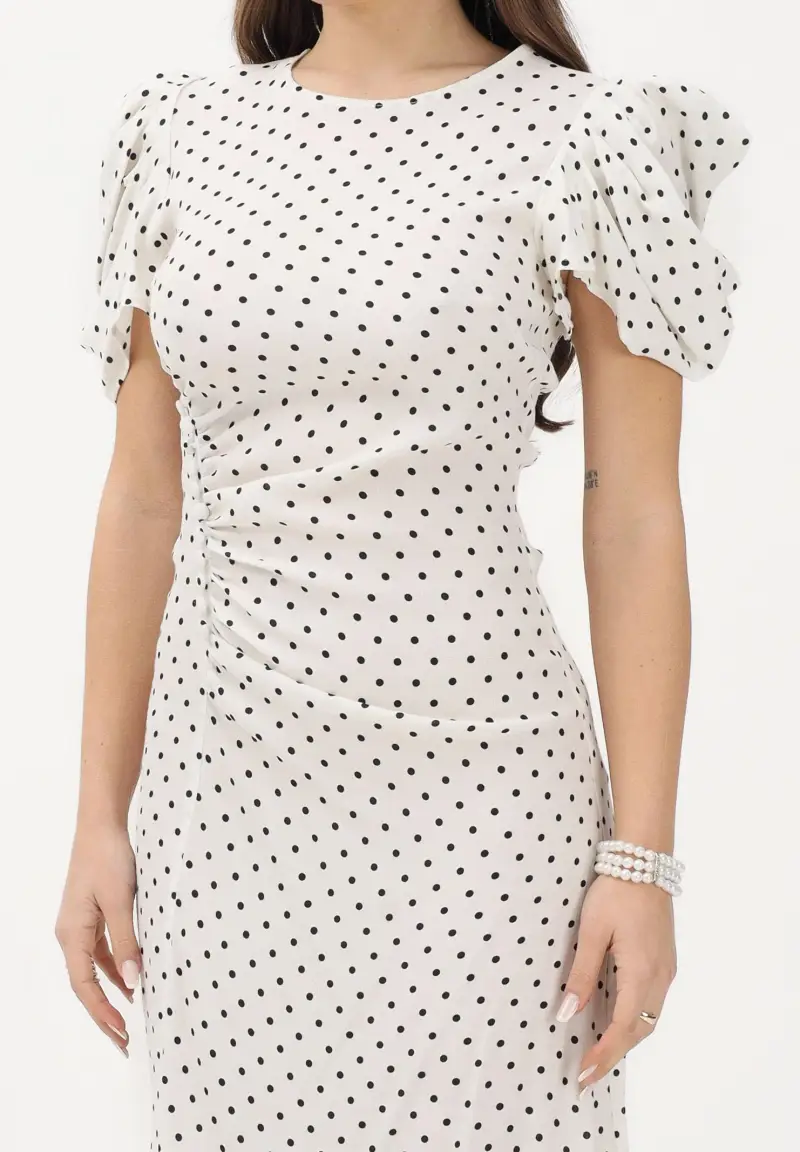 Abito corto Karin panna da donna arricchito da motivo a pois miniatura 3