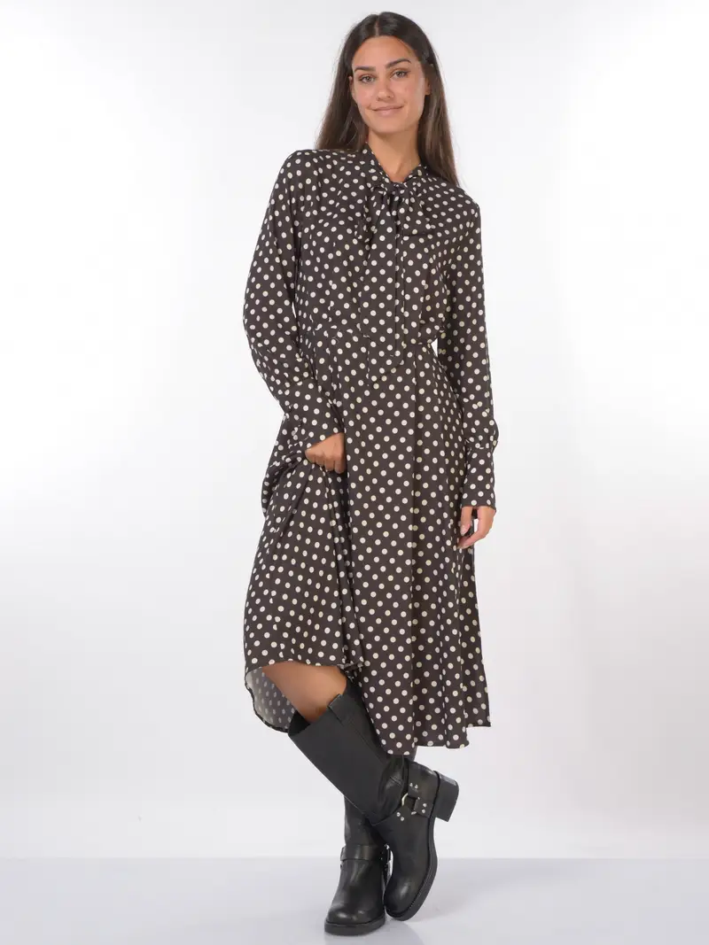 abito lungo da donna Mar De Margaritas Georgia a pois MARRON miniatura 2