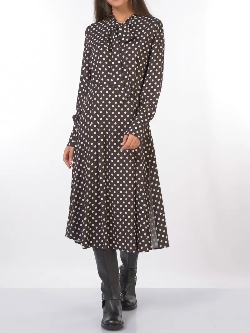 abito lungo da donna Mar De Margaritas Georgia a pois MARRON