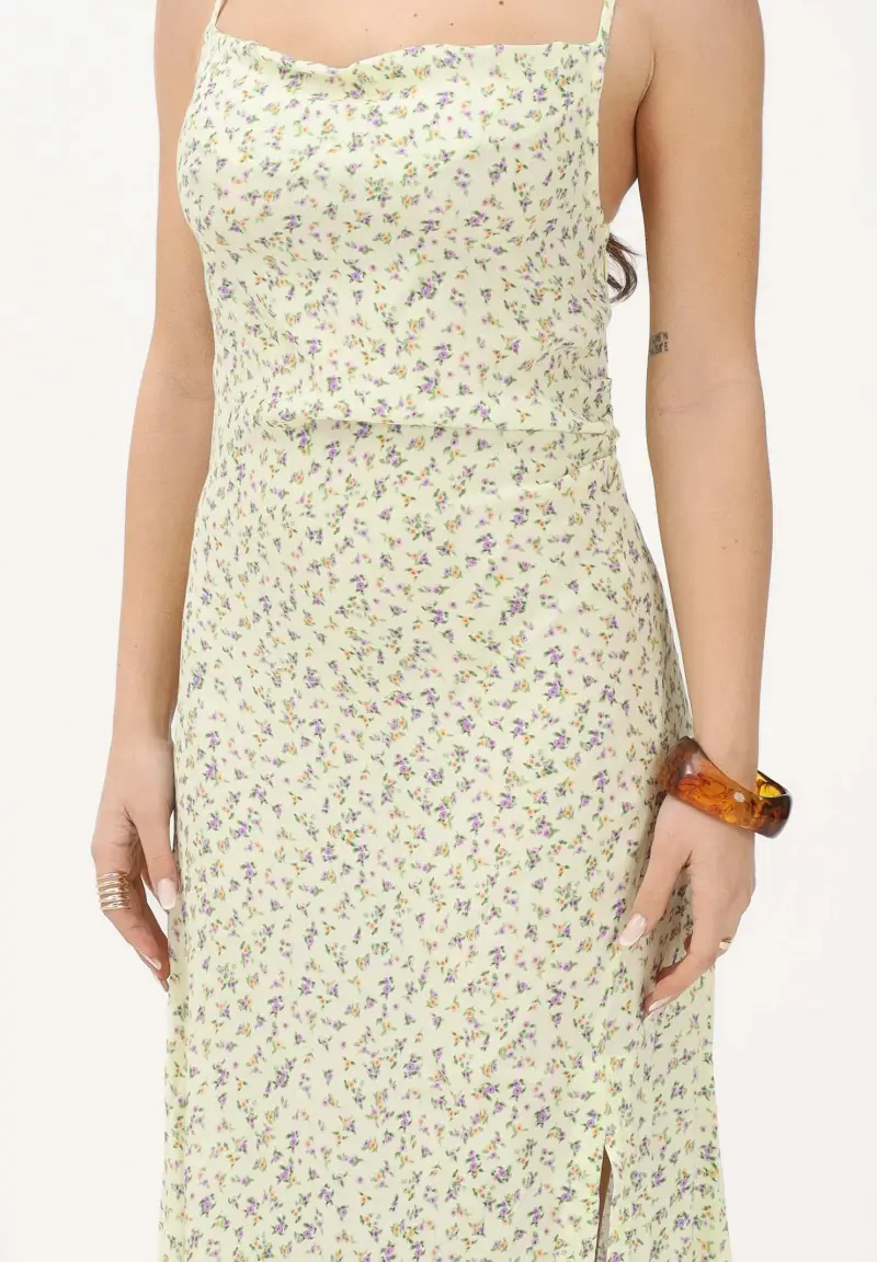 Abito lungo Kelly giallo da donna con stampa floreale miniatura 3