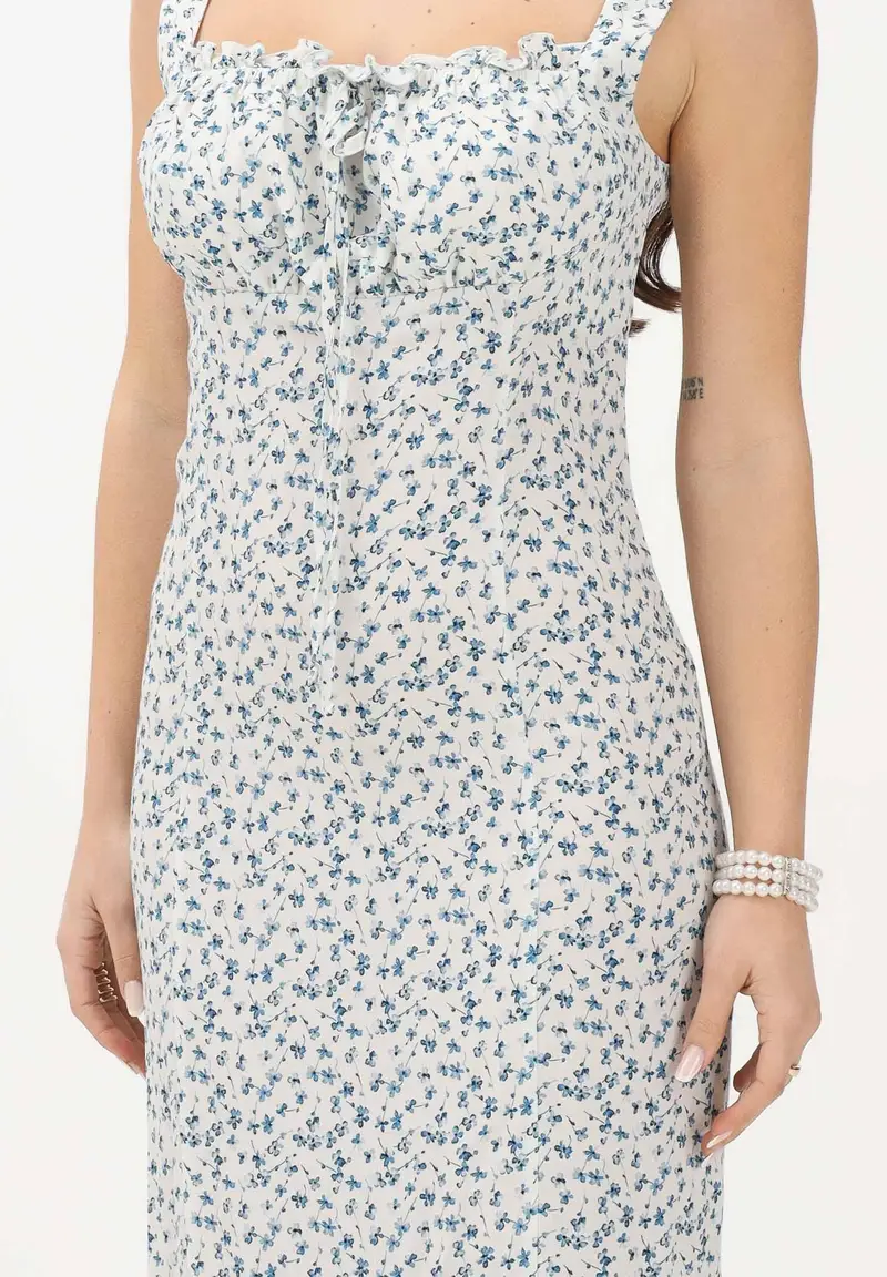 Abito lungo Megan bianco da donna con stampa floreale miniatura 3