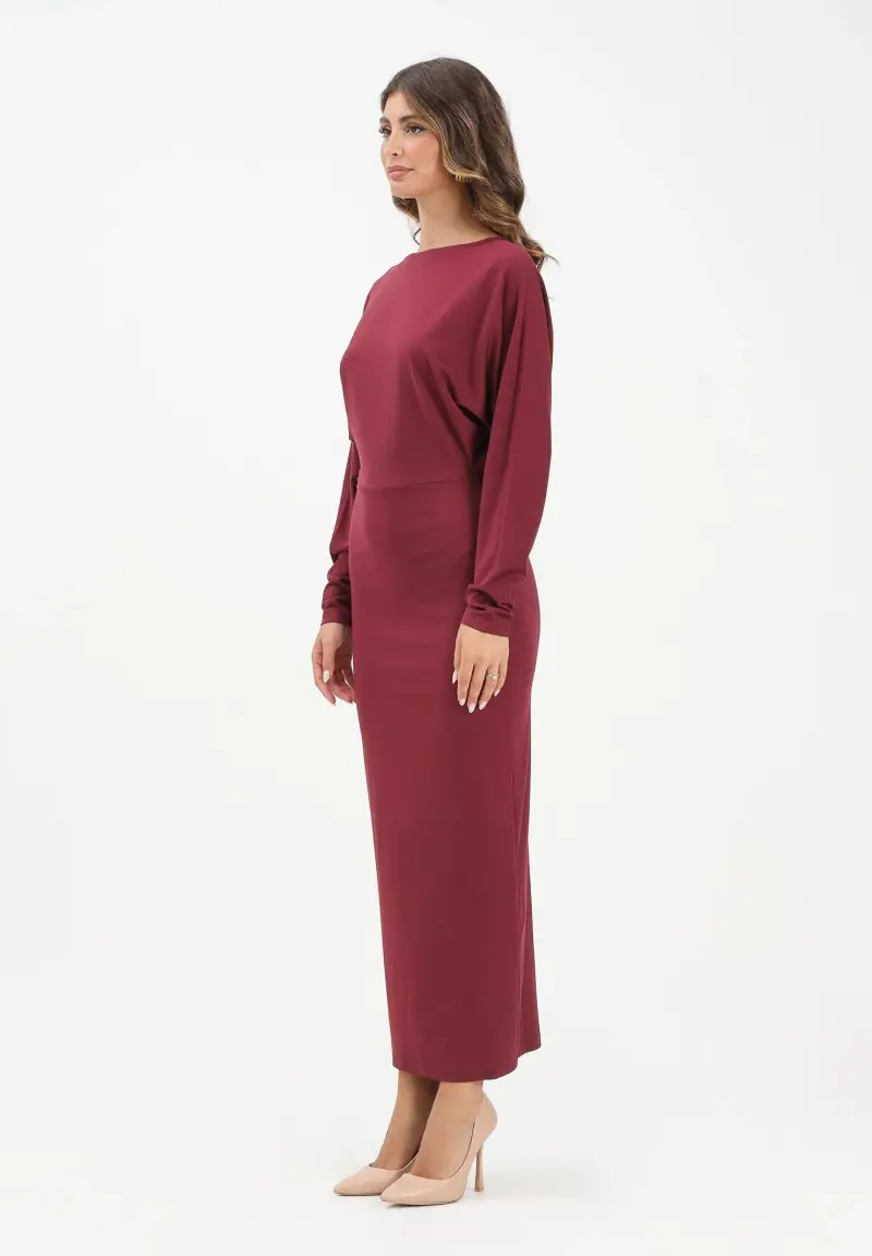 Abito lungo Meredith bordeaux da donna