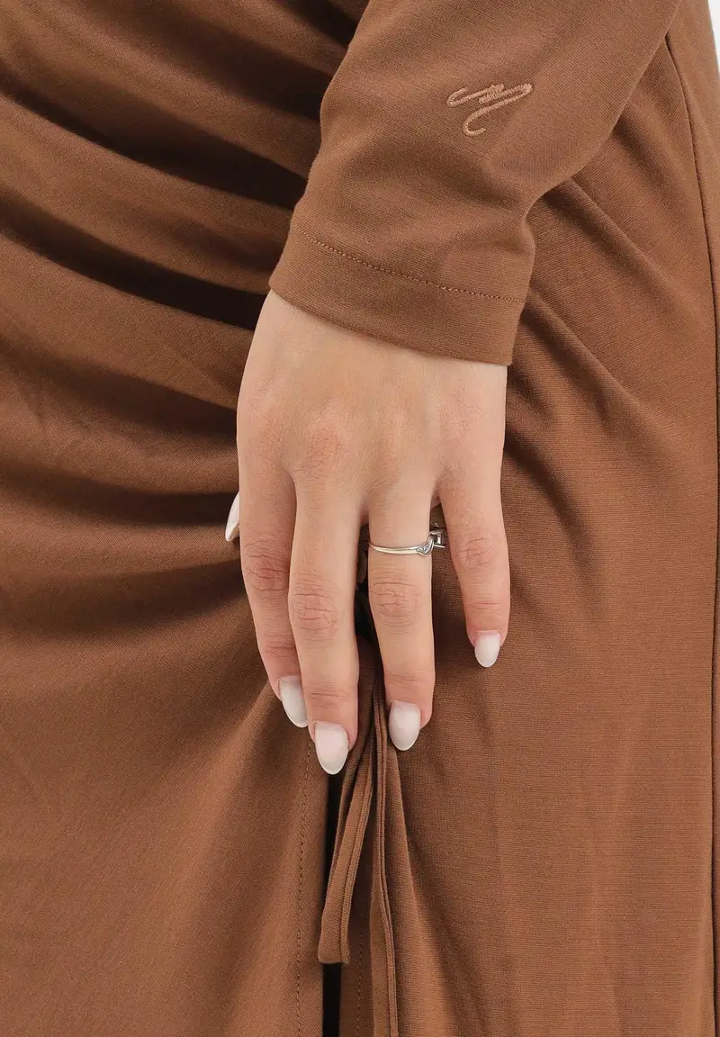 Abito lungo Silvy cammello da donna miniatura 3