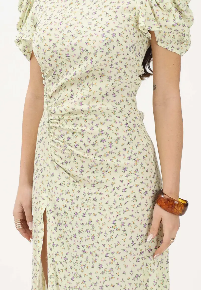 Abito midi Kristel giallo da donna con micro stampa floreale miniatura 3
