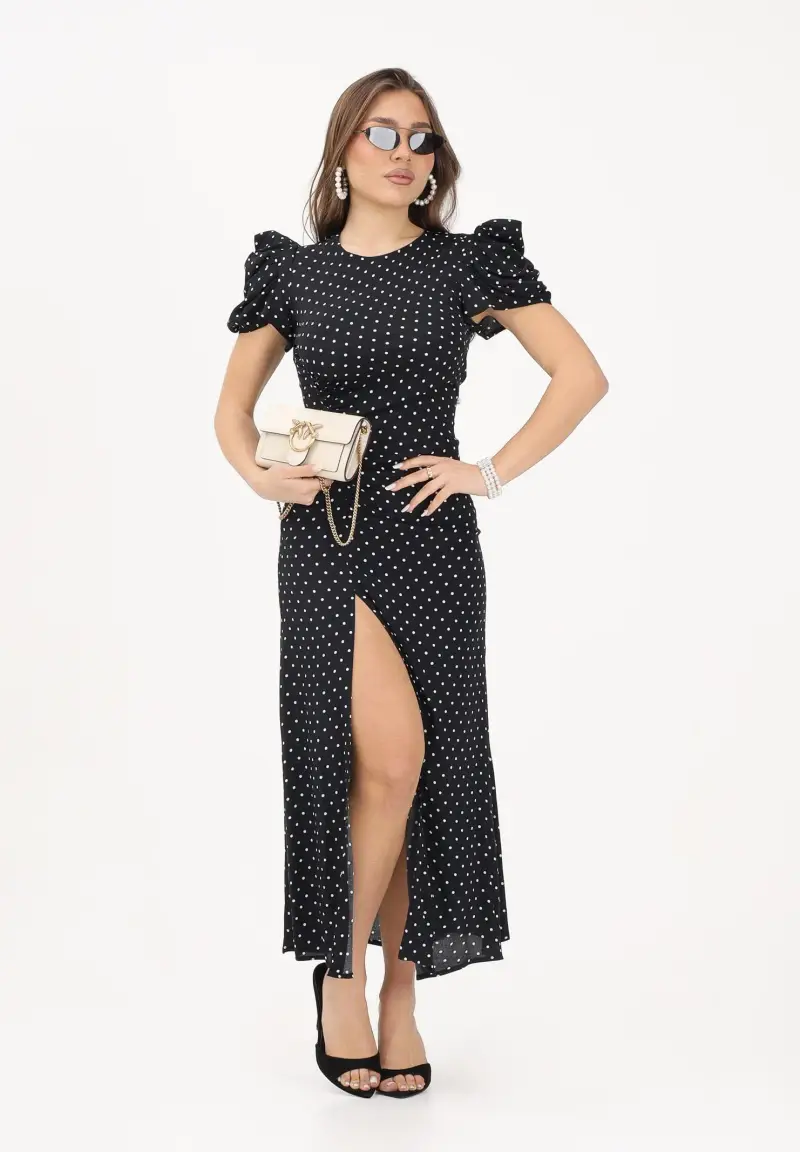 Abito midi Kristel nero da donna con stampa a pois miniatura 2