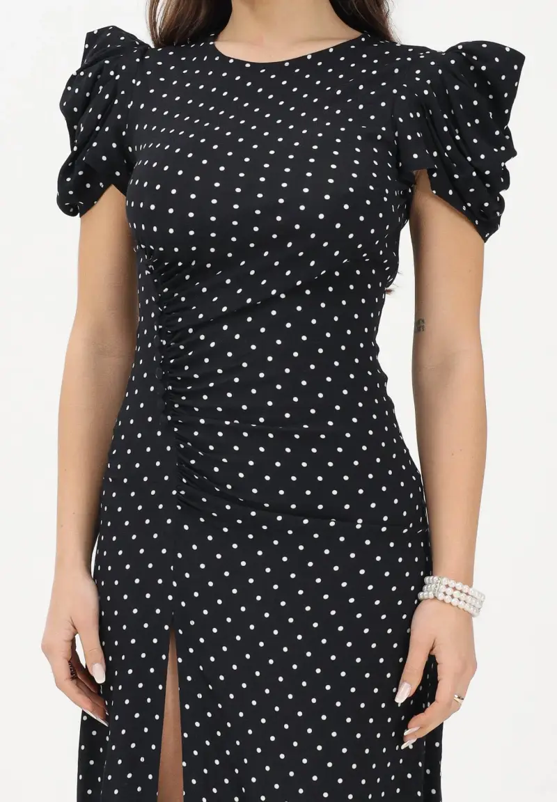 Abito midi Kristel nero da donna con stampa a pois miniatura 3