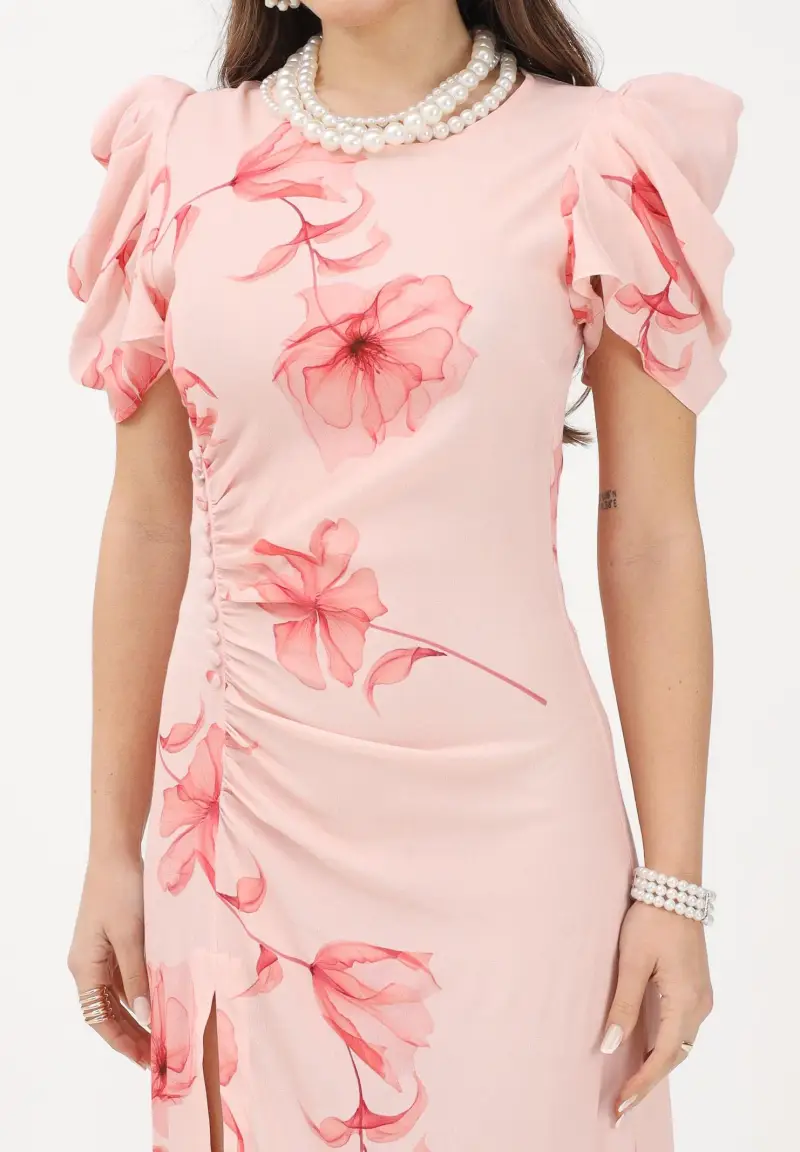 Abito midi Kristel nude da donna con stampa floreale miniatura 3