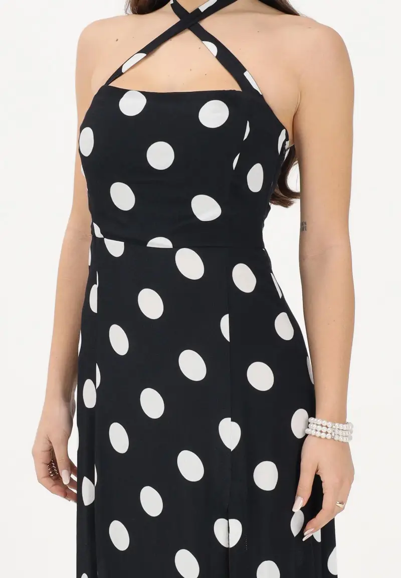 Abito midi Paula nero da donna con maxi pois miniatura 3