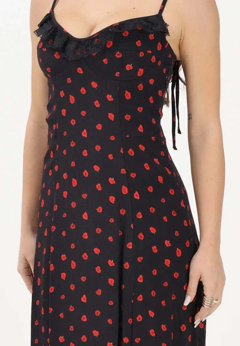 Abito midi Priscilla nero da donna con stampa floreale miniatura 3