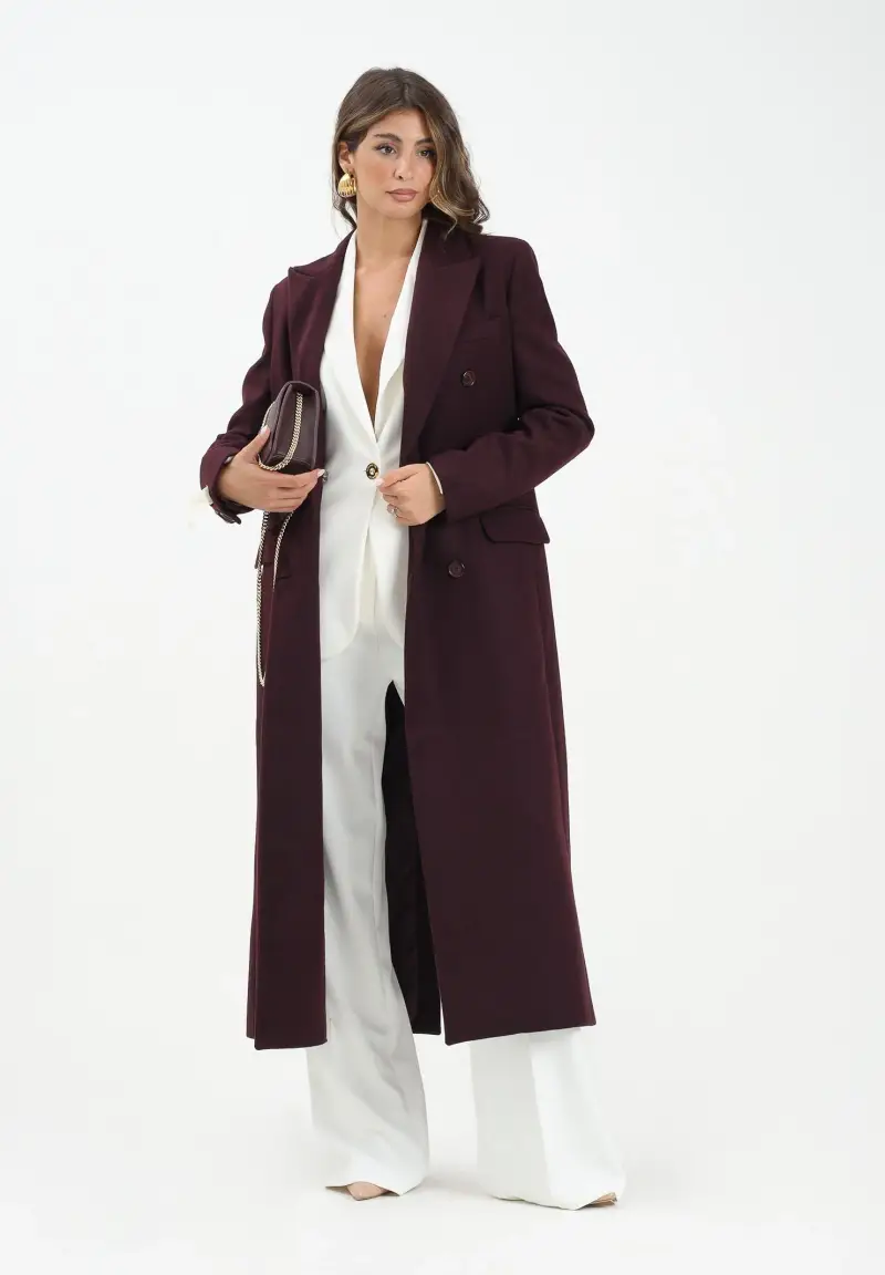 Cappotto lungo Melany bordeaux da donna miniatura 2