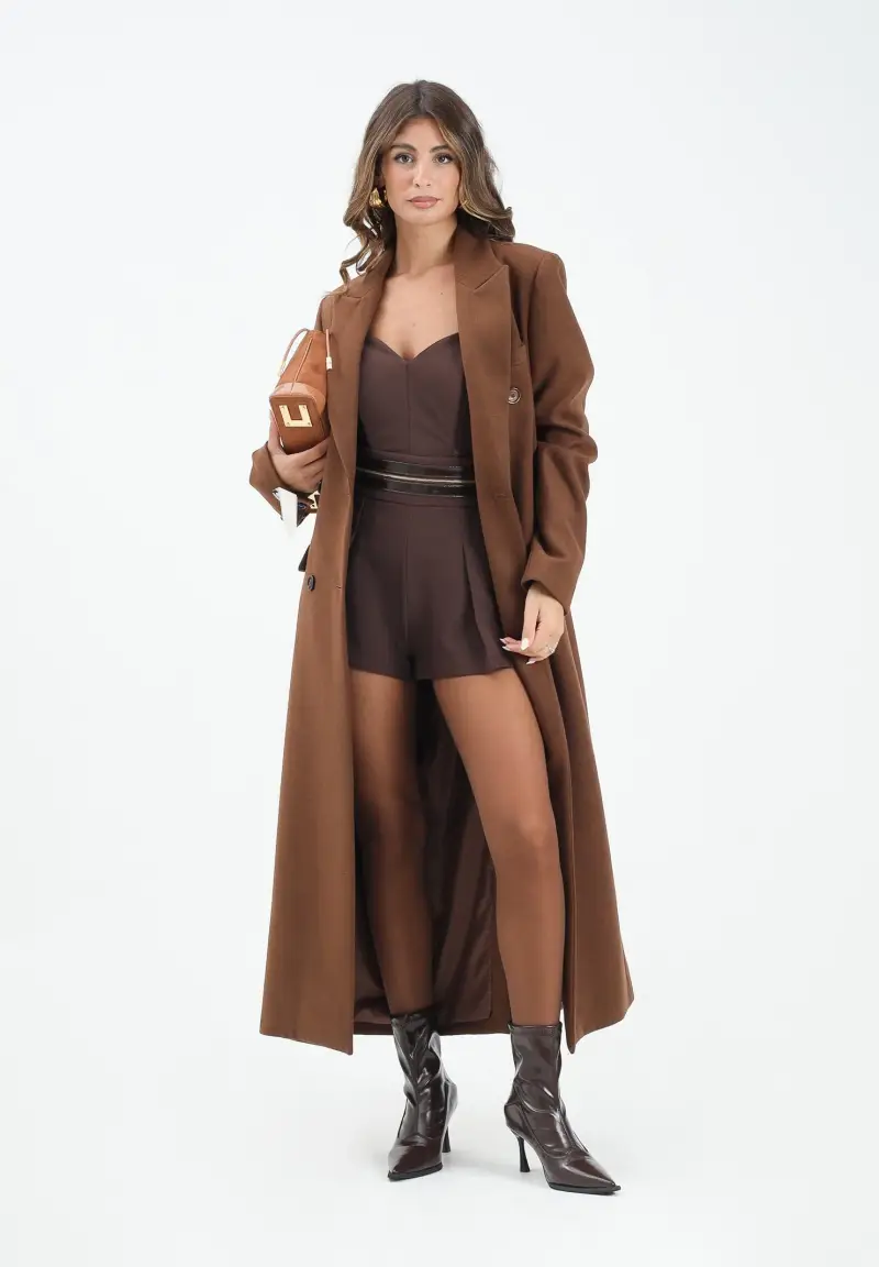 Cappotto lungo Melany marrone da donna miniatura 2