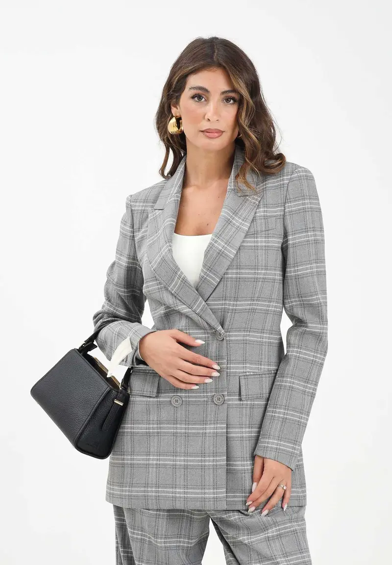 Giacca doppiopetto Norah grigia da donna miniatura 2