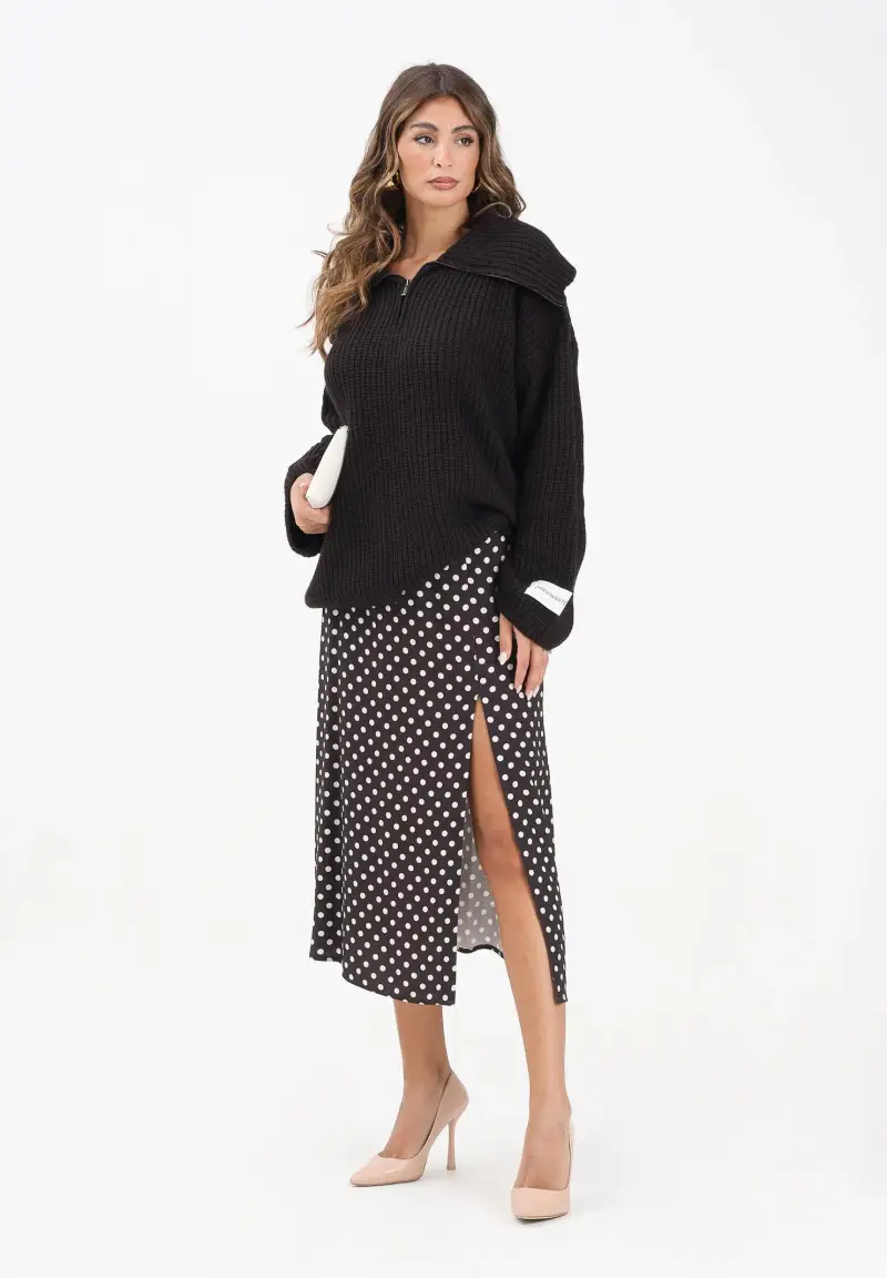 Gonna midi Roxana moro da donna con fantasia a pois miniatura 2