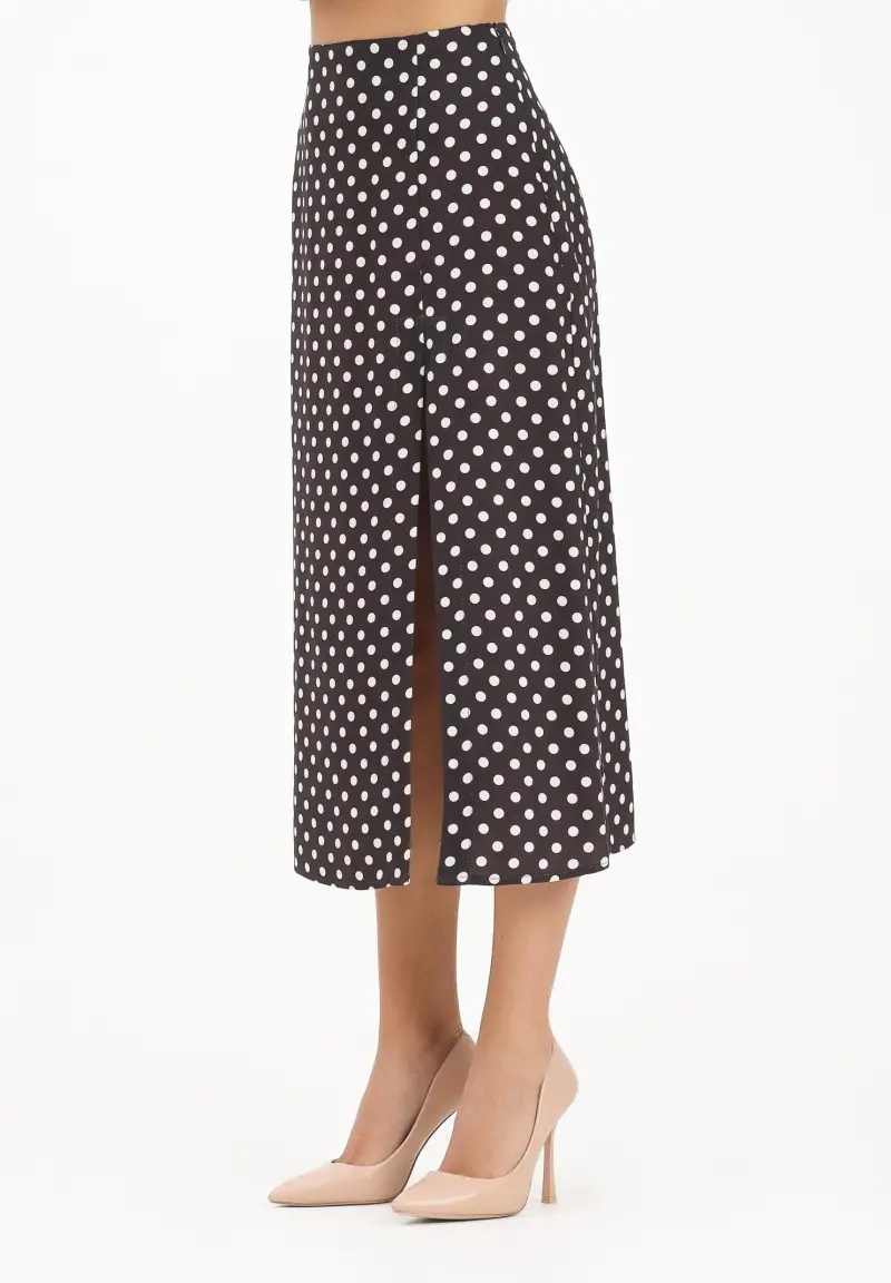 Gonna midi Roxana moro da donna con fantasia a pois