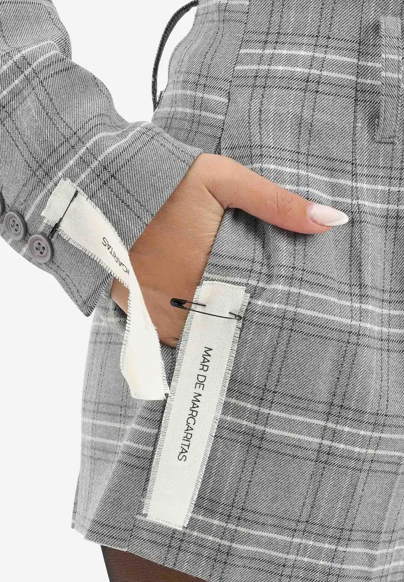 Shorts Ardesia grigio da donna con fantasia a quadri miniatura 3