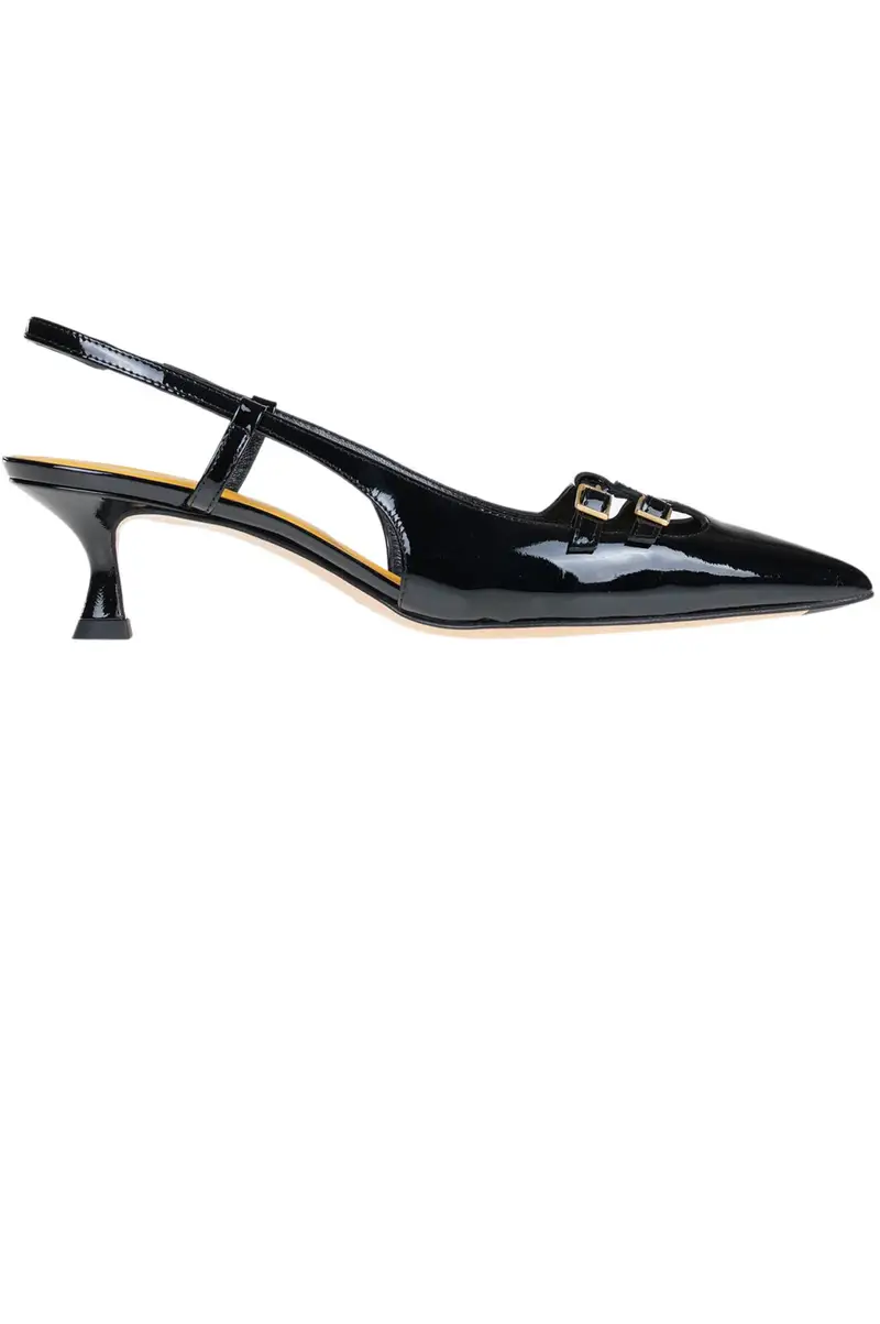 Decolletè slingback in vernice Nero