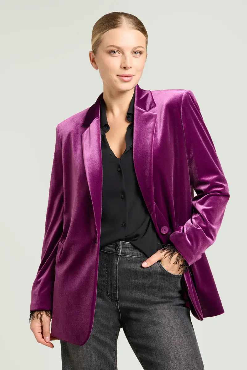 Mara Venier per Luisa Viola Blazer Donna Porpora 3149134 miniatura 2