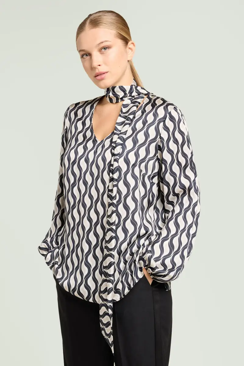 BLUSA STAMPATA IN RASO Donna