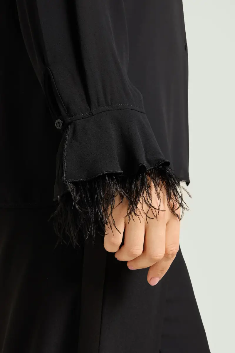 CAMICIA CON POLSI IN MARABU' Donna miniatura 3