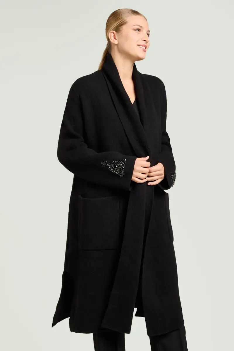 CAPPOTTO IN MAGLIA RICAMATO A MANO Donna miniatura 2