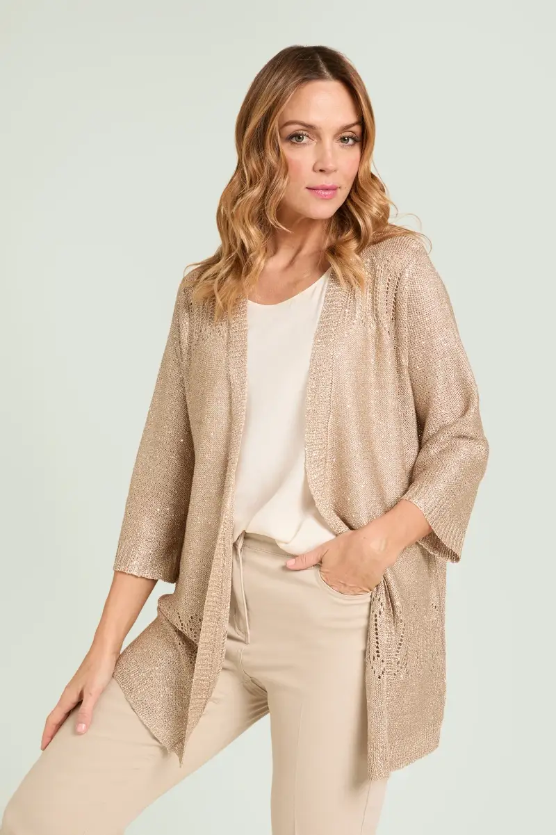 CARDIGAN TRAFORATO FULL PAILLETTES Donna
