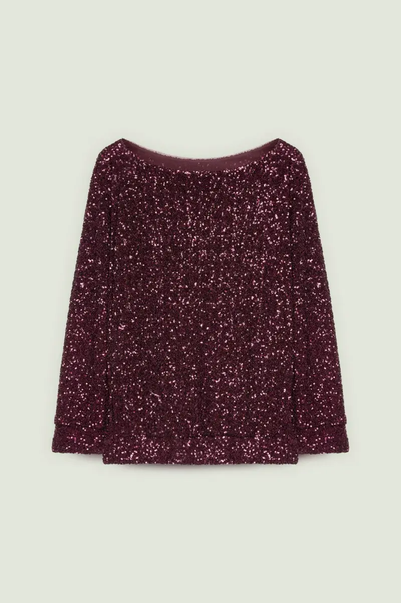 FELPA FULL PAILLETTES BURGUNDY Donna miniatura 2