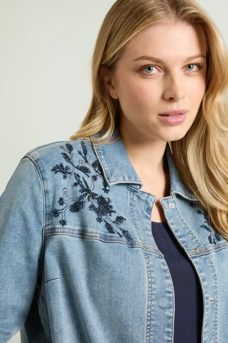 GIACCA IN DENIM RICAMATA Donna miniatura 2