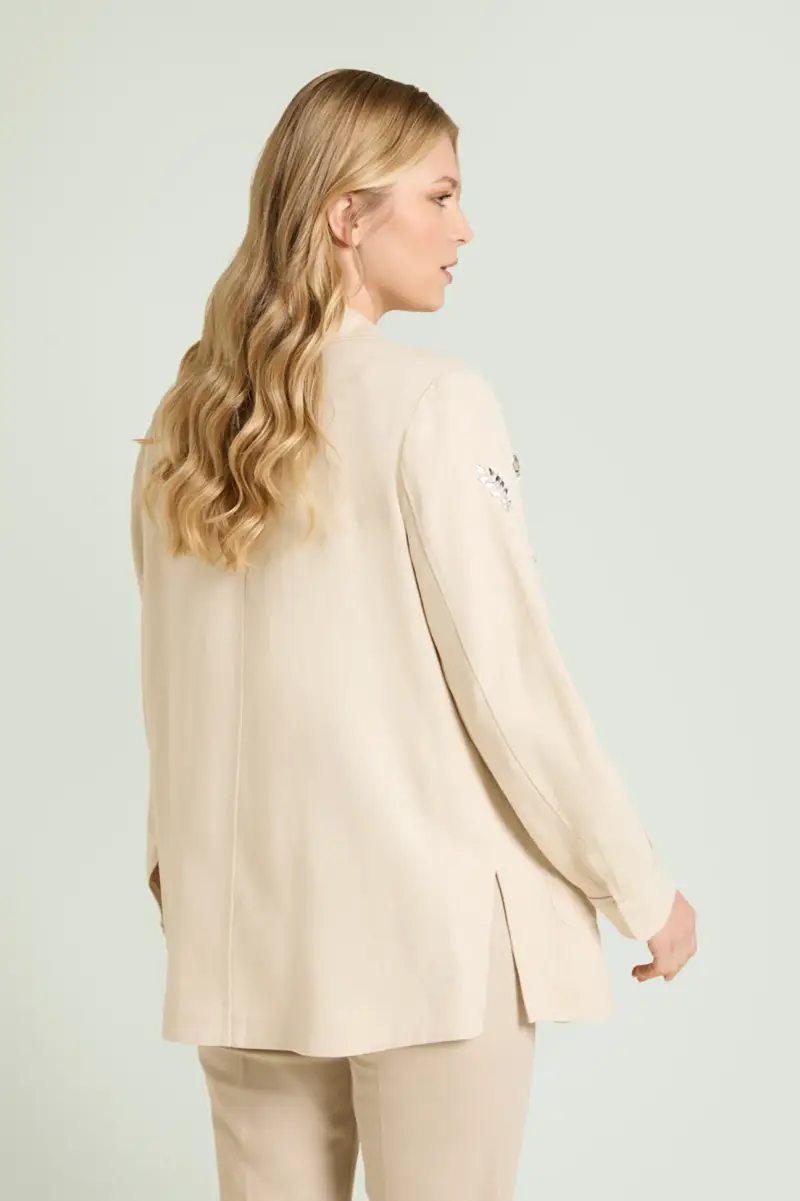 GIACCA RICAMATA IN LINO-COTONE Donna miniatura 2