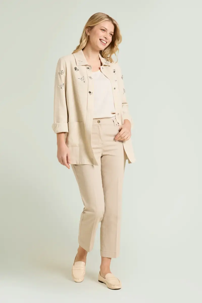 GIACCA RICAMATA IN LINO-COTONE Donna miniatura 4