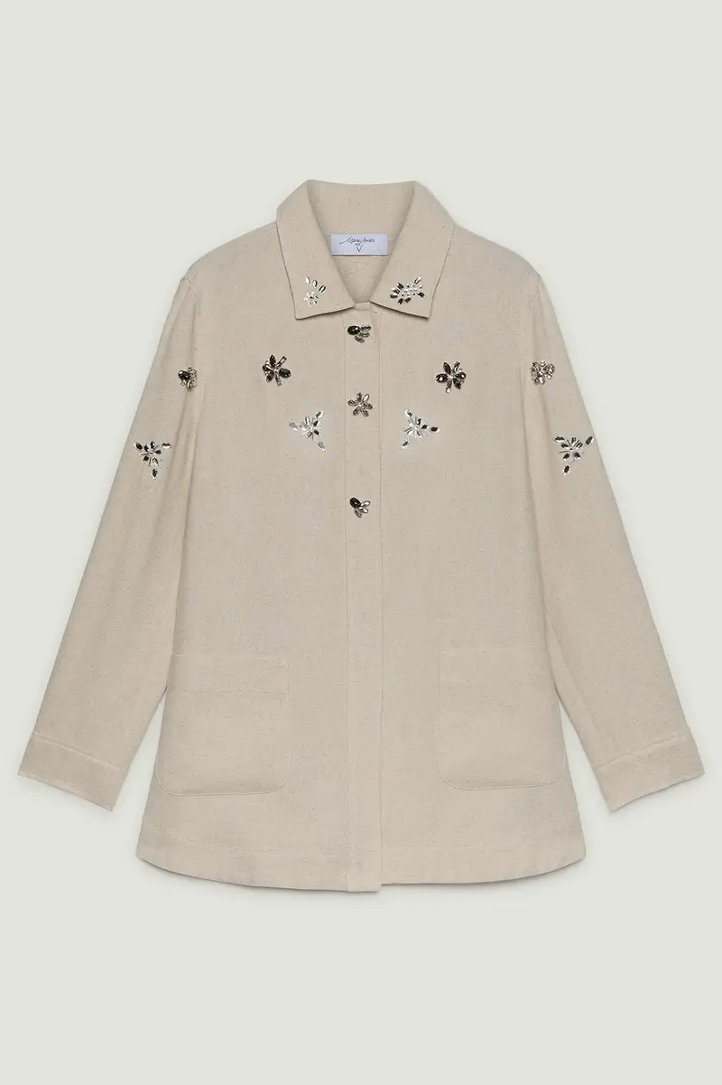 GIACCA RICAMATA IN LINO-COTONE Donna miniatura 5