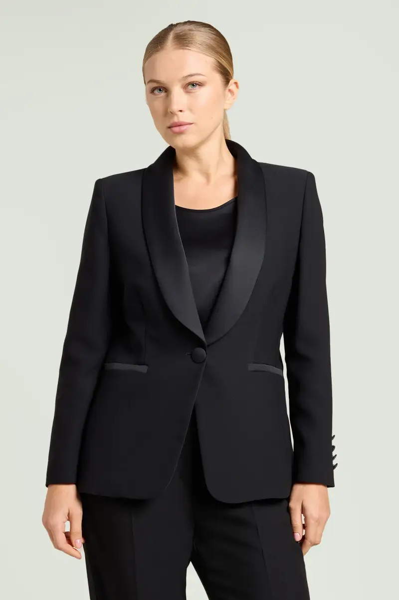 Mara Venier Per Luisa Viola Giacca Smoking Donna in Crepe Enver Satin