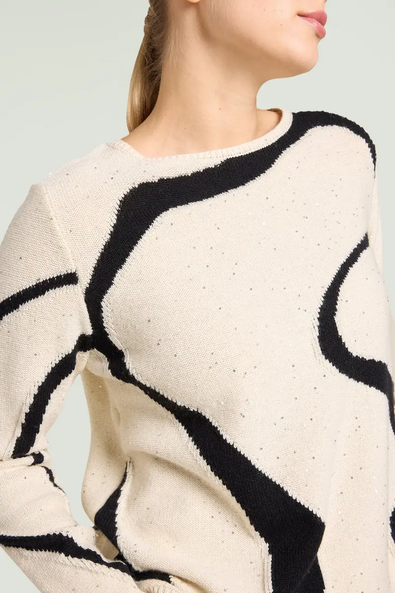 MAGLIA CON INTARSIO AD ONDE Donna miniatura 3