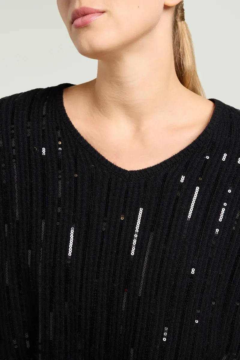 MAGLIA RICAMATA CON PAILLETTES DEGRADE' Donna miniatura 2