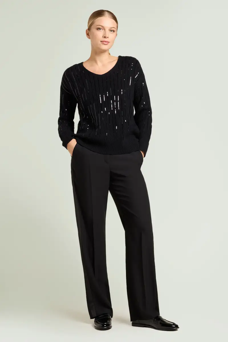 MAGLIA RICAMATA CON PAILLETTES DEGRADE' Donna miniatura 3