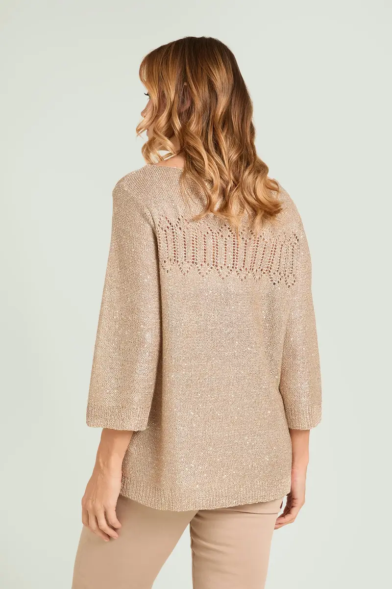 MAGLIA TRAFORATA FULL PAILLETTES Donna miniatura 2