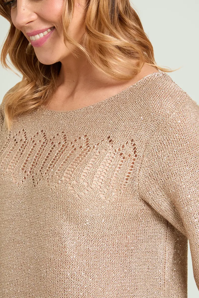 MAGLIA TRAFORATA FULL PAILLETTES Donna miniatura 3