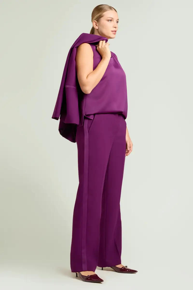 PANTALONI IN CADY CON BANDE IN RASO Donna