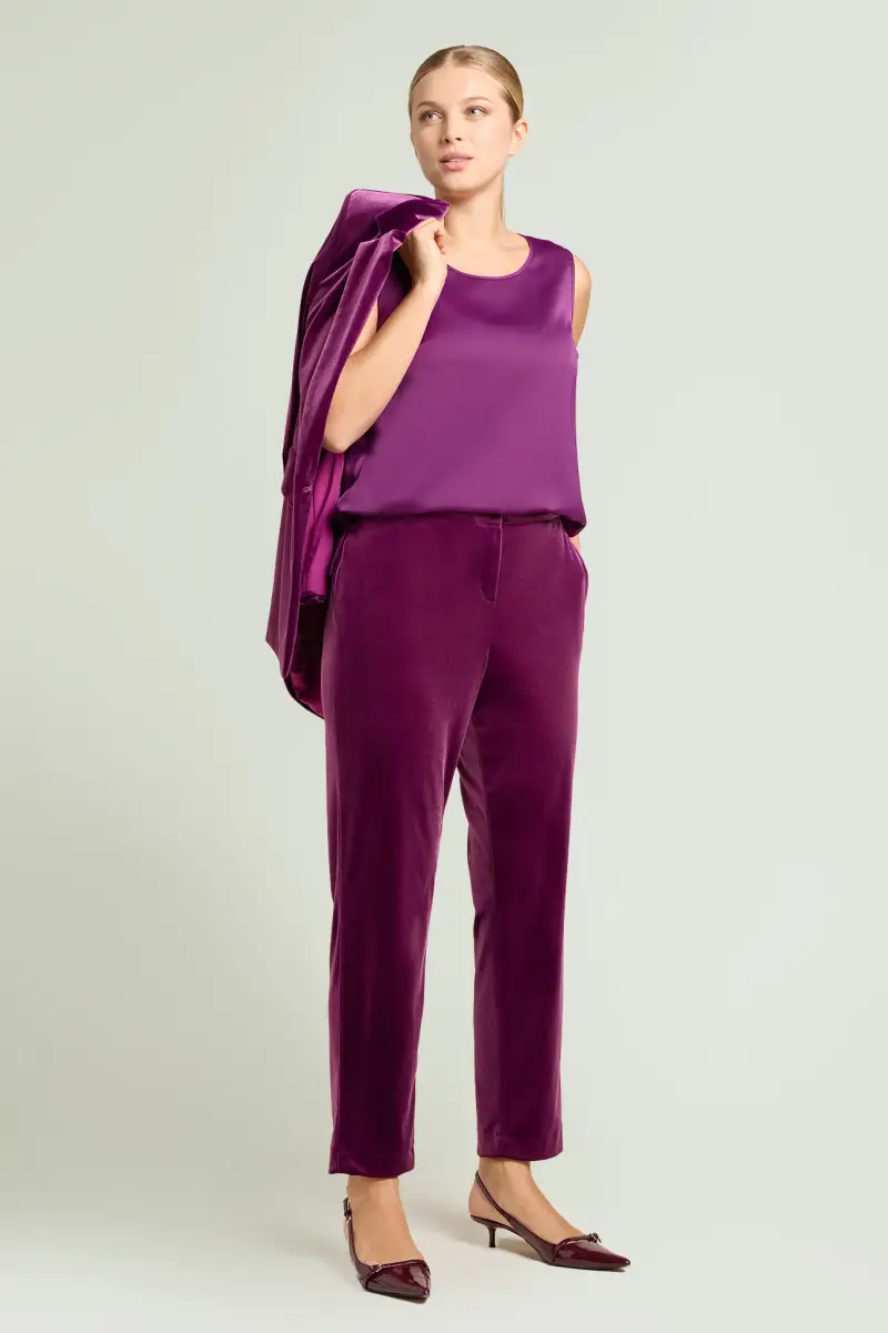 PANTALONI IN VELLUTO STRETCH Donna miniatura 2