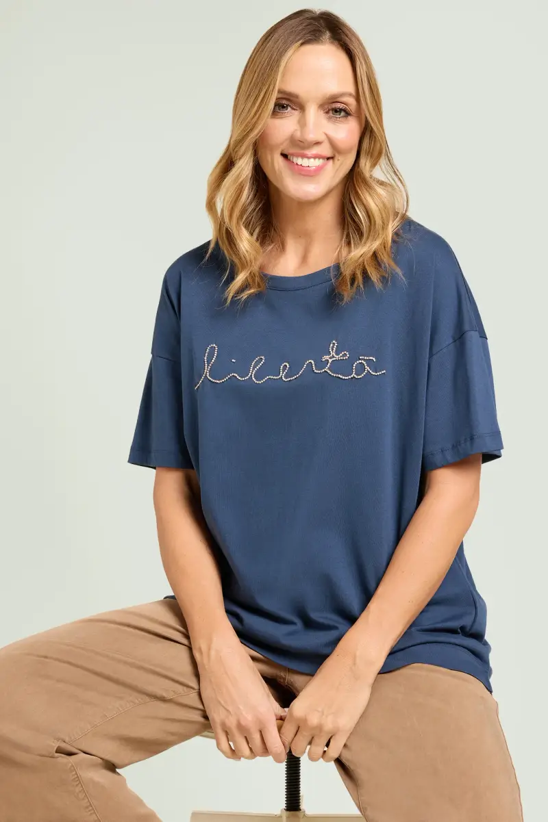 T-SHIRT LETTERING RICAMATA Donna