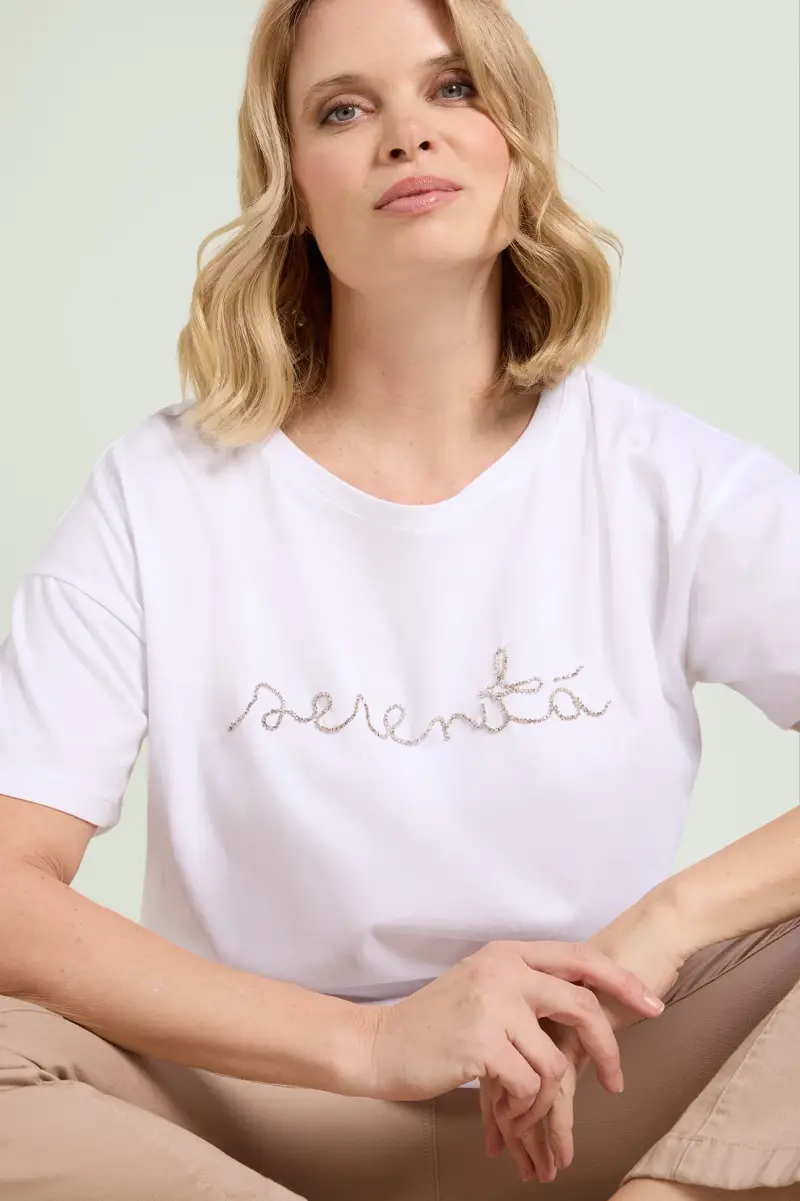 T-SHIRT LETTERING RICAMATA Donna