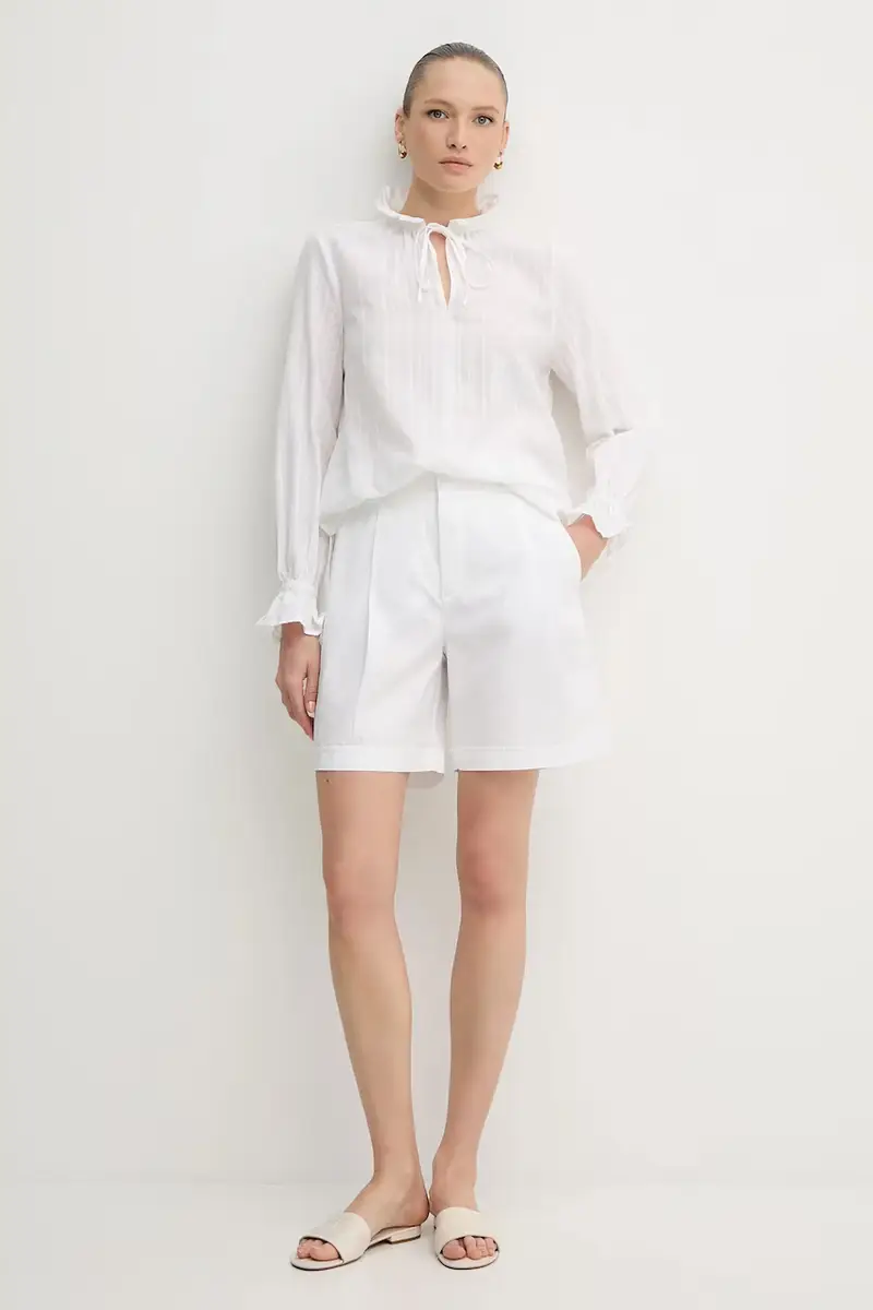 camicetta in cotone donna colore bianco 6300-1000-93431 miniatura 2