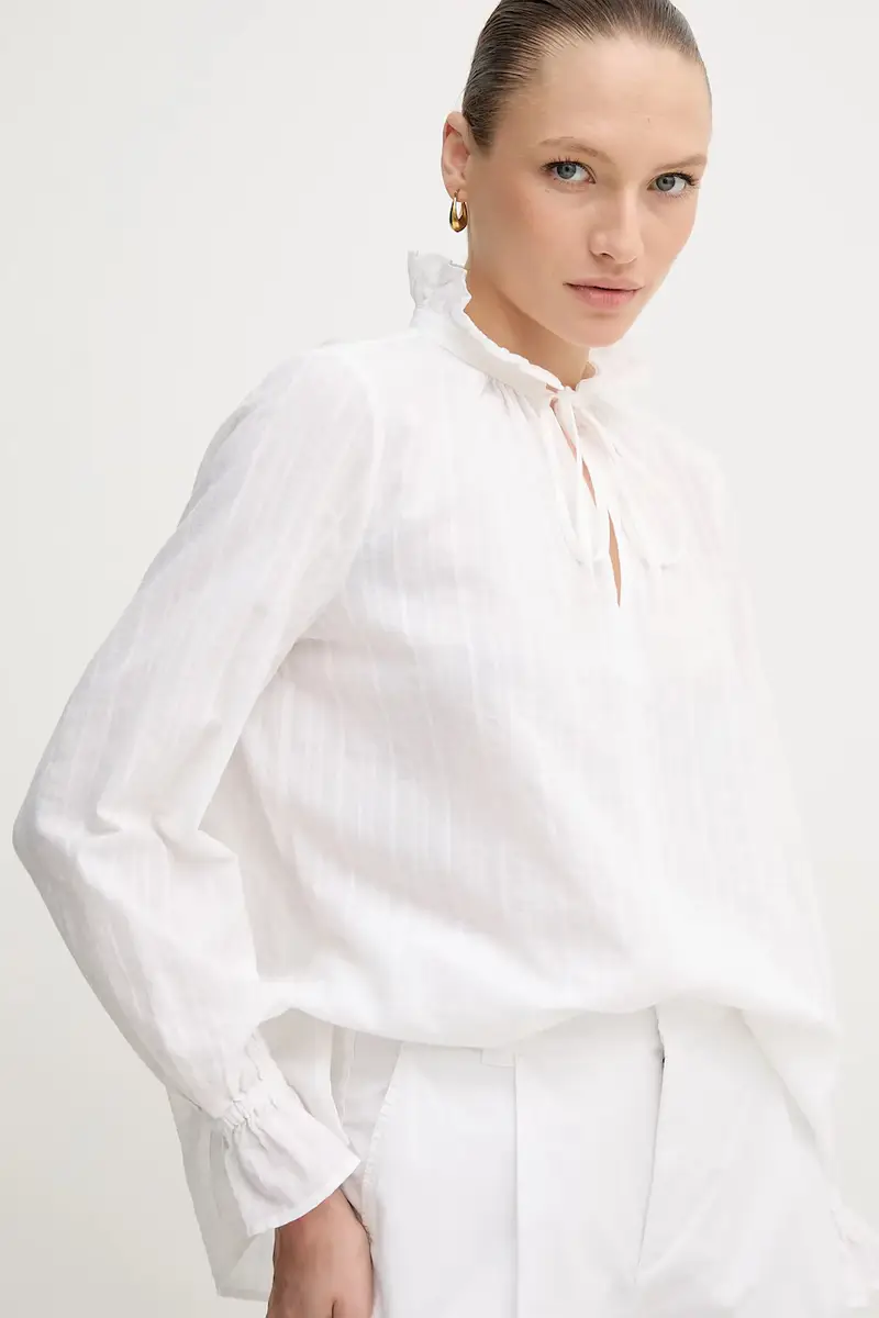 camicetta in cotone donna colore bianco 6300-1000-93431 miniatura 4